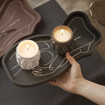 DIY Crystal Drip Glue Cement Gypsum Body Abstract Line Tray Storage Plate Dish Ornament Silicone Mold