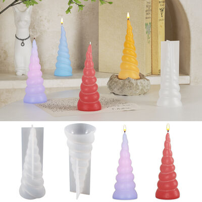 DIY Crystal Dropper Resin Spiral Unicorn Horn Christmas Reindeer Horn Candle Gypsum Silicone Mold