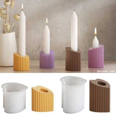 DIY Crystal Drip Glue Striped Heart-shaped Pen Holder Film Aromatherapy Gypsum Candle Stand Base Silicone Mold