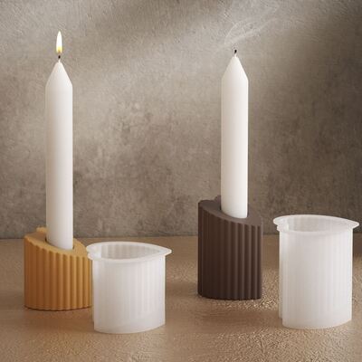 DIY Crystal Drip Glue Striped Heart-shaped Pen Holder Film Aromatherapy Gypsum Candle Stand Base Silicone Mold