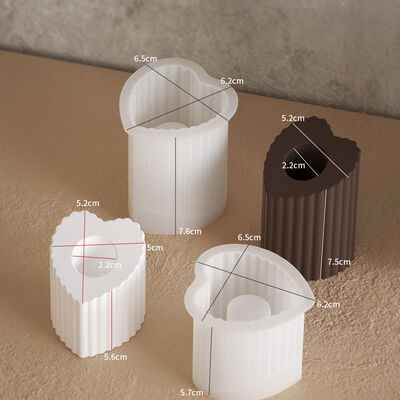 DIY Crystal Drip Glue Striped Heart-shaped Pen Holder Film Aromatherapy Gypsum Candle Stand Base Silicone Mold