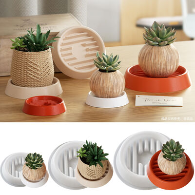 Crystal Dropper Resin Gypsum Flowerpot Drain Tray Candle Base DIY Circular Drain Cup Pad Silicone Mold