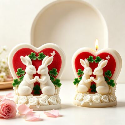 3D Love Rabbit Silicone Mold DIY Aromatherapy Gypsum Cement Candle Pendant Dropping Mold