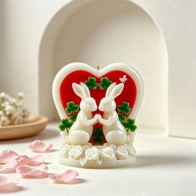3D Love Rabbit Silicone Mold DIY Aromatherapy Gypsum Cement Candle Pendant Dropping Mold