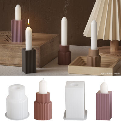 DIY Dropper Resin Gypsum Circular Rectangular Striped Candle Holder Base Decoration Ornament Silicone Mold
