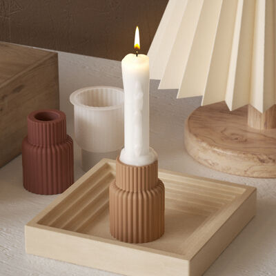 DIY Dropper Resin Gypsum Circular Rectangular Striped Candle Holder Base Decoration Ornament Silicone Mold