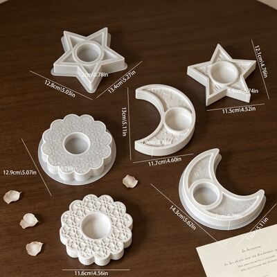 Flower, Moon, Star, Candle Stand Silicone Mold DIY Gypsum Aroma Tray Candle Base Mold