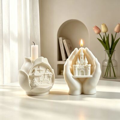 Ins Wind Palm Castle Shell Castle Rose Garden Aromatherapy Candle Gypsum Decoration Silicone Mold Wholesale