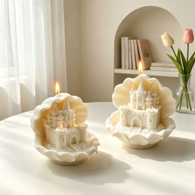 Ins Wind Palm Castle Shell Castle Rose Garden Aromatherapy Candle Gypsum Decoration Silicone Mold Wholesale