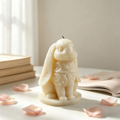 DIY Cross Border New Product Aromatherapy Gypsum Big Ears Long Hair Rabbit Candle Ornament Silicone Mold