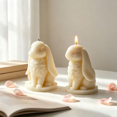DIY Cross Border New Product Aromatherapy Gypsum Big Ears Long Hair Rabbit Candle Ornament Silicone Mold