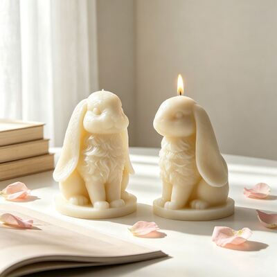 DIY Cross Border New Product Aromatherapy Gypsum Big Ears Long Hair Rabbit Candle Ornament Silicone Mold