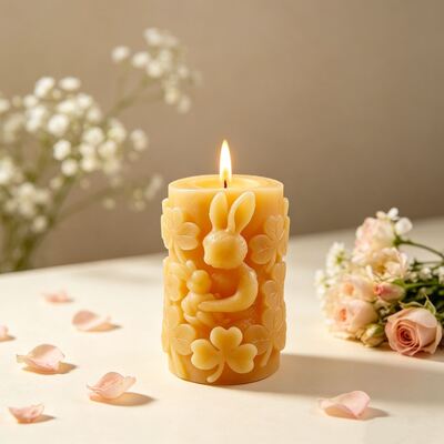 DIY Cross Border Aromatherapy Gypsum Cylinder Relief Clover Mother Child Rabbit Candle Ornament Silicone Mold