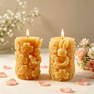 DIY Cross Border Aromatherapy Gypsum Cylinder Relief Clover Mother Child Rabbit Candle Ornament Silicone Mold