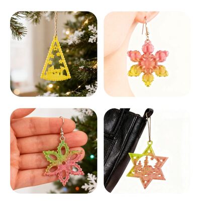 Christmas Popular Pendant Silicone Mold DIY Christmas Snowflake Star Earrings Hanging With Drip Glue Mold
