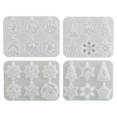 Christmas Popular Pendant Silicone Mold DIY Christmas Snowflake Star Earrings Hanging With Drip Glue Mold
