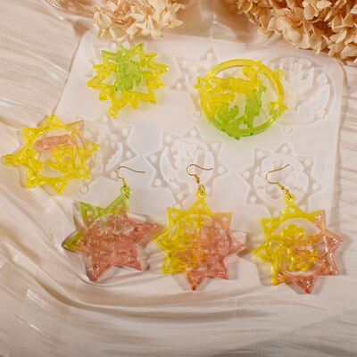 Christmas Popular Pendant Silicone Mold DIY Christmas Snowflake Star Earrings Hanging With Drip Glue Mold
