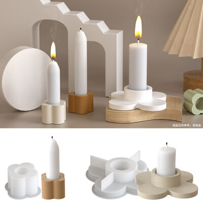 Ins Estilo minimalista Cuatro hojas de trébol portavelas Ornamento Molde de silicona DIY Yeso Molde de decoración para el hogar