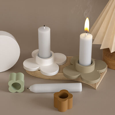 Ins Estilo minimalista Cuatro hojas de trébol portavelas Ornamento Molde de silicona DIY Yeso Molde de decoración para el hogar