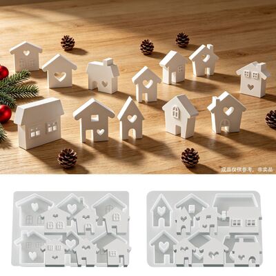 Liulian Love Small House Silicone Mold DIY Aromatherapy Candle Mini House Decoration Gypsum Mold