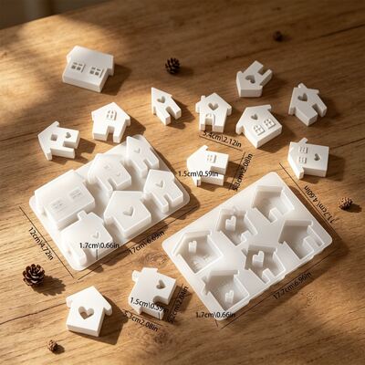 Liulian Love Small House Silicone Mold DIY Aromatherapy Candle Mini House Decoration Gypsum Mold