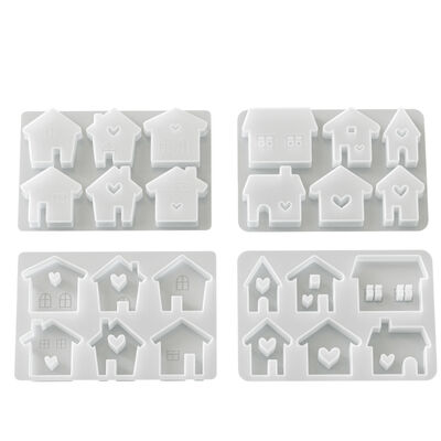 Liulian Love Small House Silicone Mold DIY Aromatherapy Candle Mini House Decoration Gypsum Mold