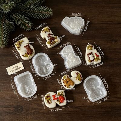 Relief Forest Animal Leaves Digital Silicone Mold Squirrel Bear Deer Digital Candle Mold