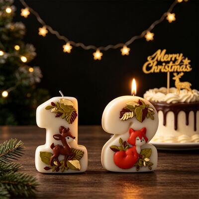 Relief Forest Animal Leaves Digital Silicone Mold Squirrel Bear Deer Digital Candle Mold