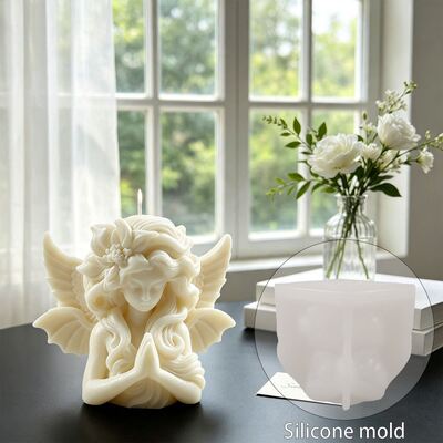 Cross-border Prayer Angel Figurine Silicone Mold DIY Flower Fairy Angel Aromatherapy Candle Gypsum Mold