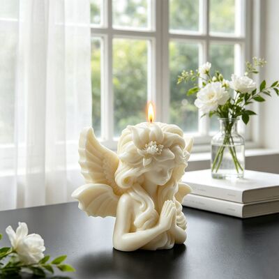 Cross-border Prayer Angel Figurine Silicone Mold DIY Flower Fairy Angel Aromatherapy Candle Gypsum Mold