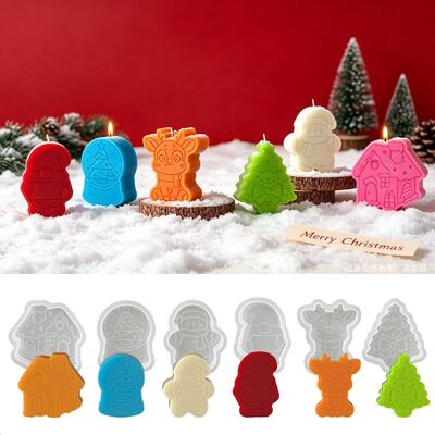 Christmas Listing Aromatherapy Gypsum Ornament Silicone Mold Santa Claus Elk Snowman Candle Mold