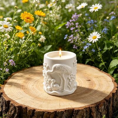Relief Forest Elk White Crane Mother And Child Cylindrical Aromatherapy Candle Cup Storage Jar Ornament Silicone Mold