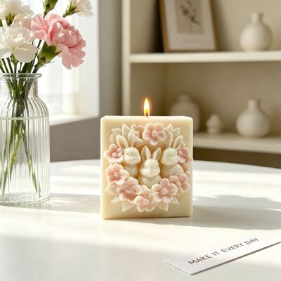 Cross Border Relief Lion Mother Son Flower Parent-child Rabbit Silicone Mold DIY Aromatherapy Gypsum Soap Mold