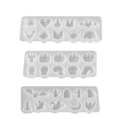 Halloween Pumpkin Storage Box Skull Ghost Devil Cross Wax Particle Pendant Silicone Mold