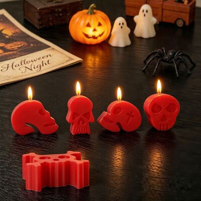 Halloween Pumpkin Storage Box Skull Ghost Devil Cross Wax Particle Pendant Silicone Mold