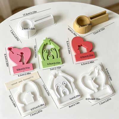 Cross Border New Product Love Balloon Family Blessing Love House Candlestick Base Insertion Plate Silicone Mold