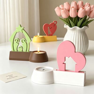 Cross Border New Product Love Balloon Family Blessing Love House Candlestick Base Insertion Plate Silicone Mold