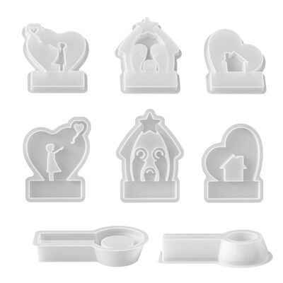 Cross Border New Product Love Balloon Family Blessing Love House Candlestick Base Insertion Plate Silicone Mold