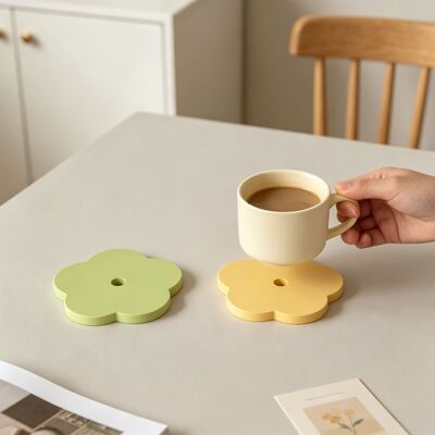 Ins Minimalist Style Circular Flower Perforated Cup Mat Silicone Mold DIY Stacking Storage Coffee Mat Mold