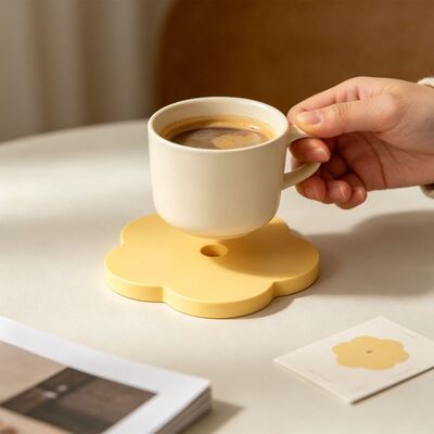Ins Minimalist Style Circular Flower Perforated Cup Mat Silicone Mold DIY Stacking Storage Coffee Mat Mold