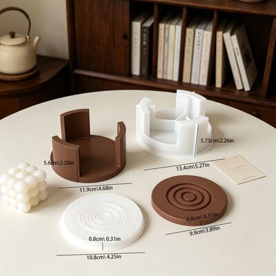  Cross-border INS Minimalist Style Round Threaded Cup Coaster With Circular Hollow Storage Base, Gypsum Silicone Mold