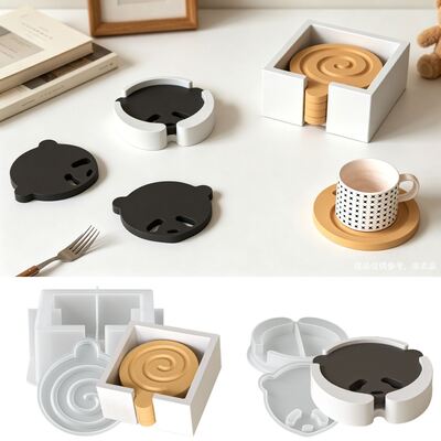 Ins Cute Bear Vortex Round Coaster Coaster Storage Box Base Decorative Gypsum Silicone Mold
