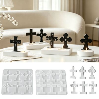 New Ins Style Cross Candlestick Insert Plate Silicone Mold DIY Aromatherapy Gypsum Base Insert Plate Mold