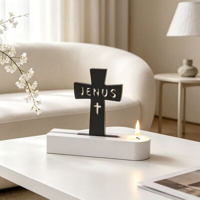 New Ins Style Cross Candlestick Insert Plate Silicone Mold DIY Aromatherapy Gypsum Base Insert Plate Mold