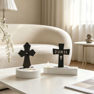 New Ins Style Cross Candlestick Insert Plate Silicone Mold DIY Aromatherapy Gypsum Base Insert Plate Mold