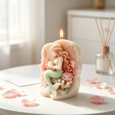 3D Ocean Coral Mermaid Candle Silicone Mold DIY Aromatherapy Gypsum Ornament Mold