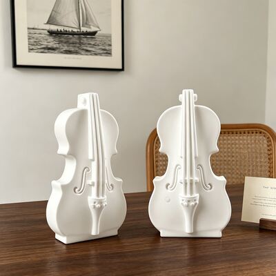Nordic Style Violin Aromatherapy Candle Silicone Mold Creative Gypsum Ornament DIY Handmade Soap Mold