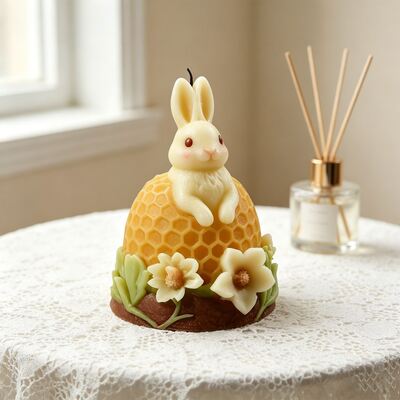 3D Flower Honeycomb Rabbit Candle Silicone Mold Cross-border DIY Aromatherapy Gypsum Jewelry Decoration Mold
