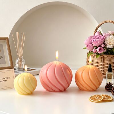 Large, Medium, Small Spherical Spiral Candle Silicone Mold DIY Aromatherapy Candle Gypsum Ornament Dropper Mold