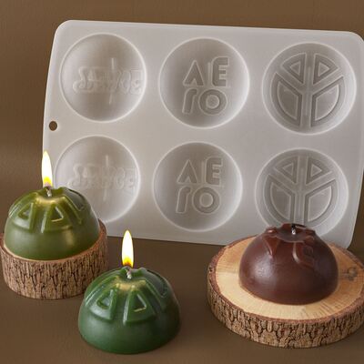 6-in-a-row Semi-circular Love, Peace And Tranquility, Handmade Soap Candles In English, Silicone Mold
